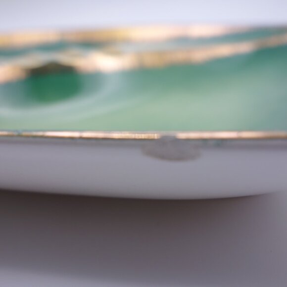 Vintage ESD Japan OT22502  Green with Gold Trim Rectangular Ceramic Ash Tray - Picture 7 of 16